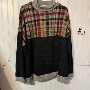 NWOT Multicolor Plaid Turtleneck Sweater for Women Sz 1x